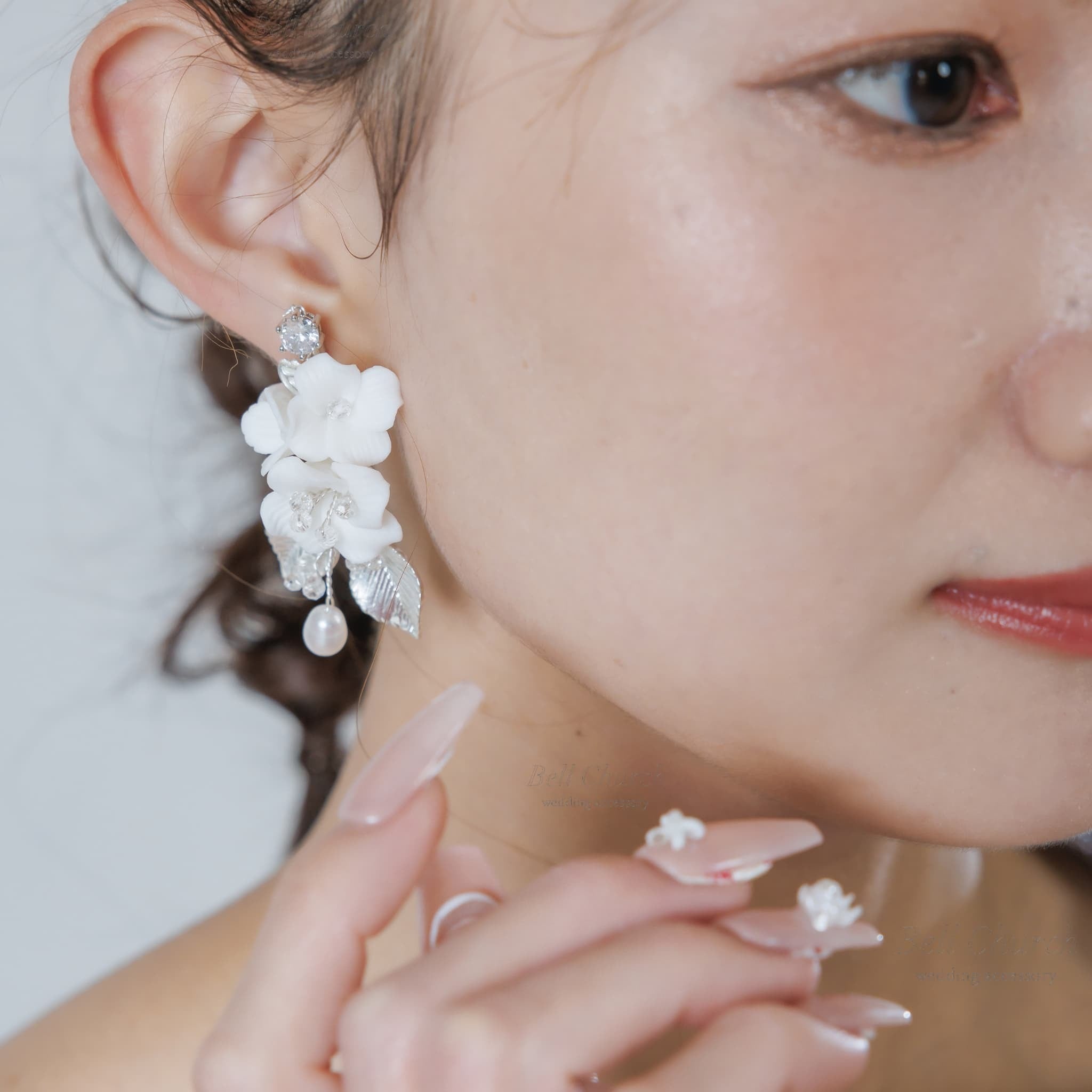 ウエディングピアス イヤリング｜パール ビーズ ｜フラワー お花