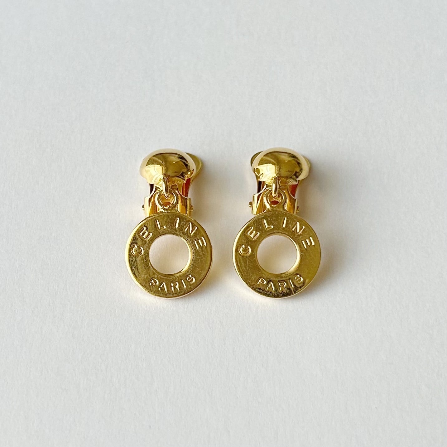 CE7103】CELINE swing circle logo earrings/セリーヌ/イヤリング