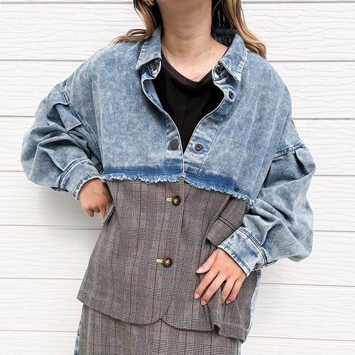 【セットアップ対応】デニムドッキングシャツジャケット