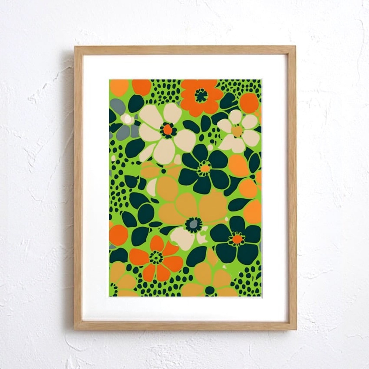 Blooming Pop｜ビビッドカラーが弾ける花柄モダンアートポスター｜北欧テイストとレトロポップが融合するおしゃれインテリアA3ポスター