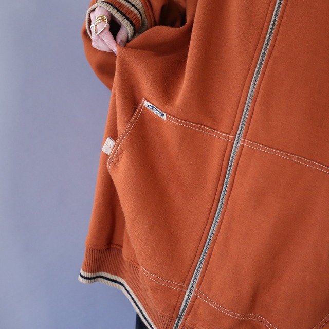 XXXL super over silhouette sweat fabric high-neck jacket