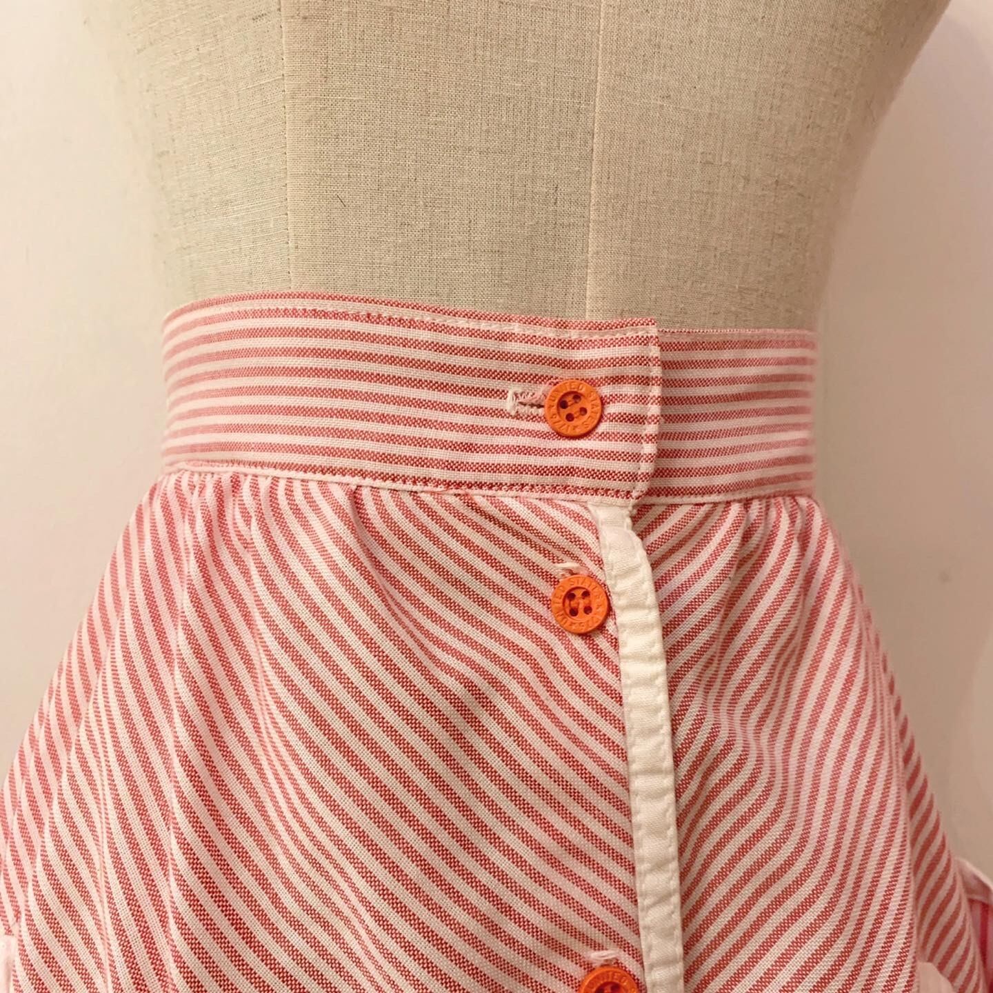 red white stripe cotton gather skirt