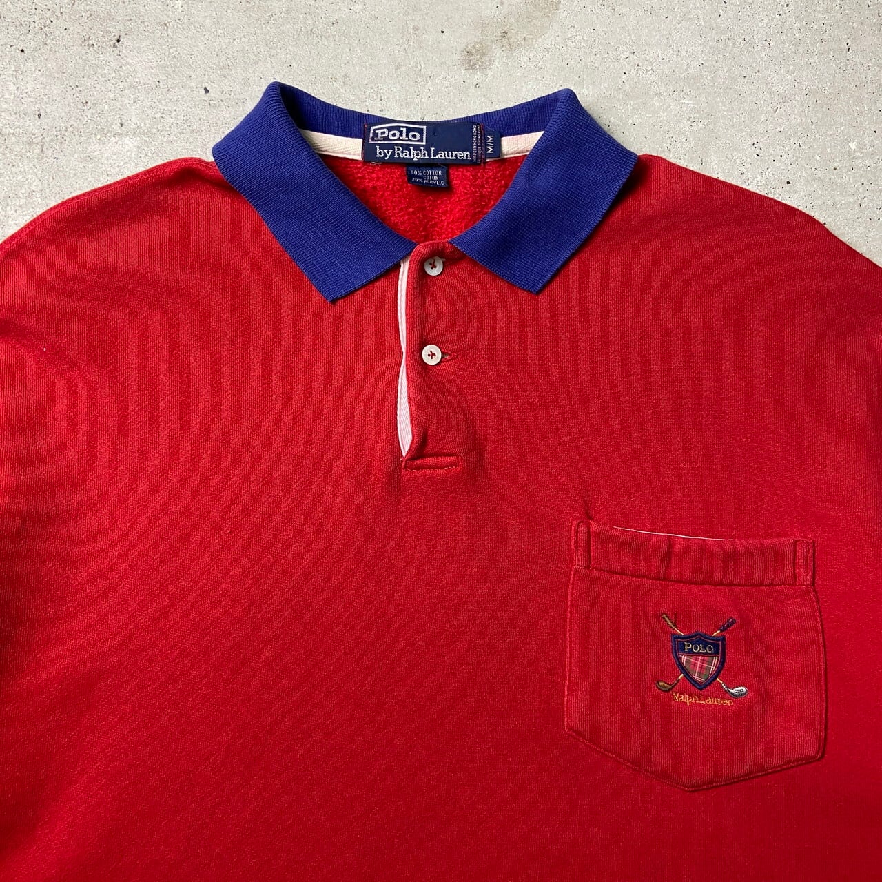 【希少デザイン】90sポロバイラルフローレン刺繍ワンポイントチェックスウェット 90年代 Polo by Ralph Lauren ポロバイラルフローレン スウェット