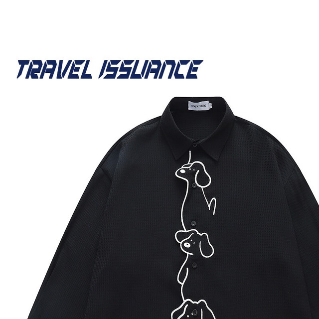 【TRAVEL ISSUANCEシリーズ】★シャツ★ 4color トップス 長袖シャツ ユニセックス メンズ 犬柄 可愛い