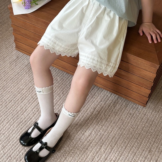 【KID】裾レースコットンハーフパンツ - 4