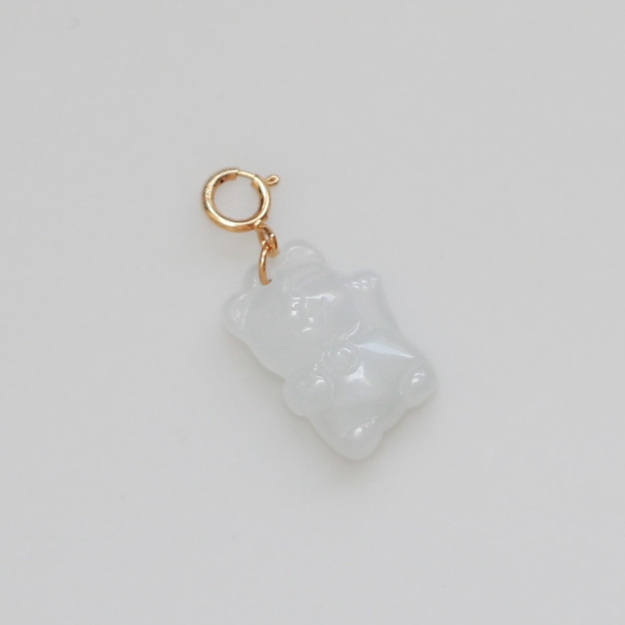 K10YG cat white ペンダントトップ A貨翡翠 jd_pt1317