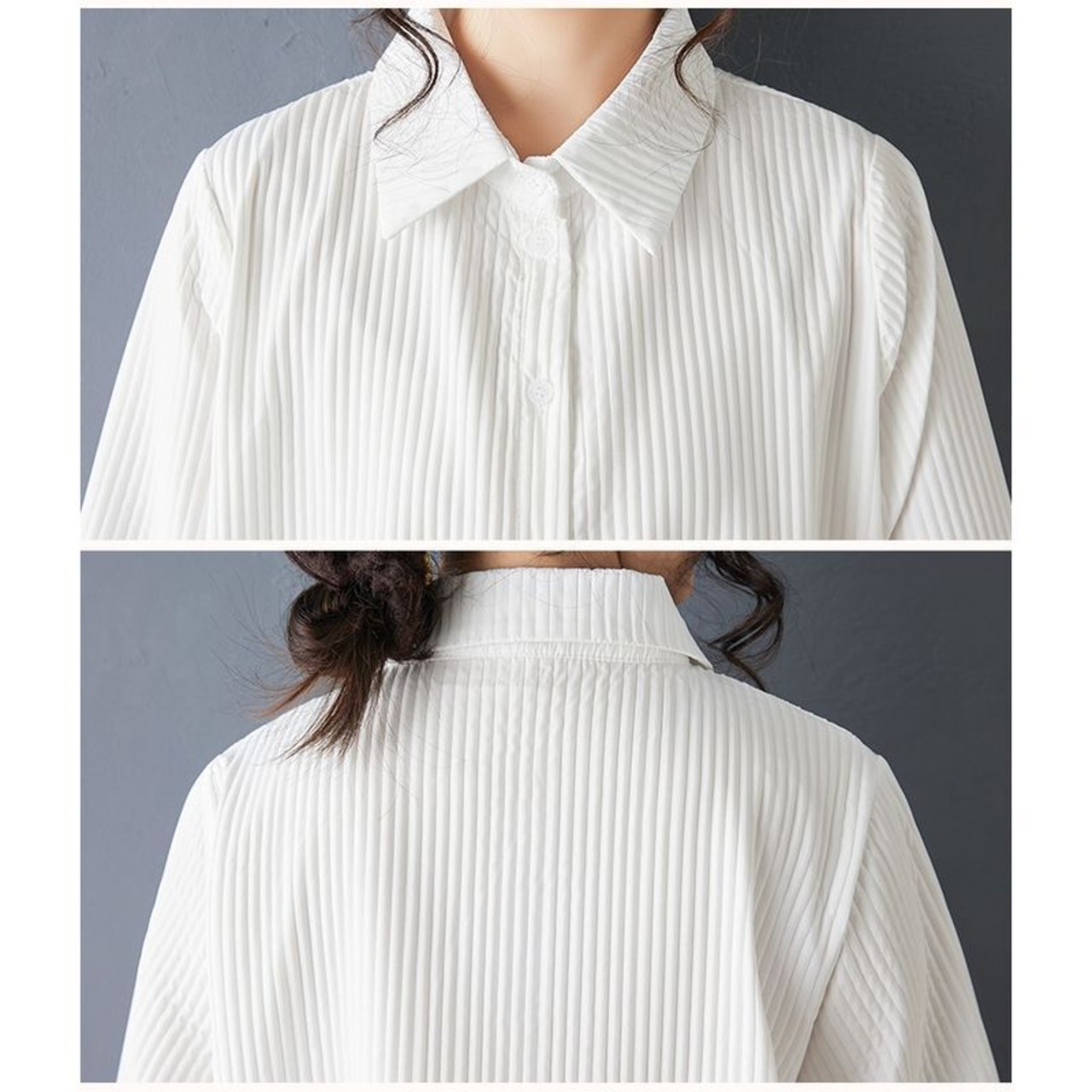 プリーツ レース 切替 シャツワンピース  00364