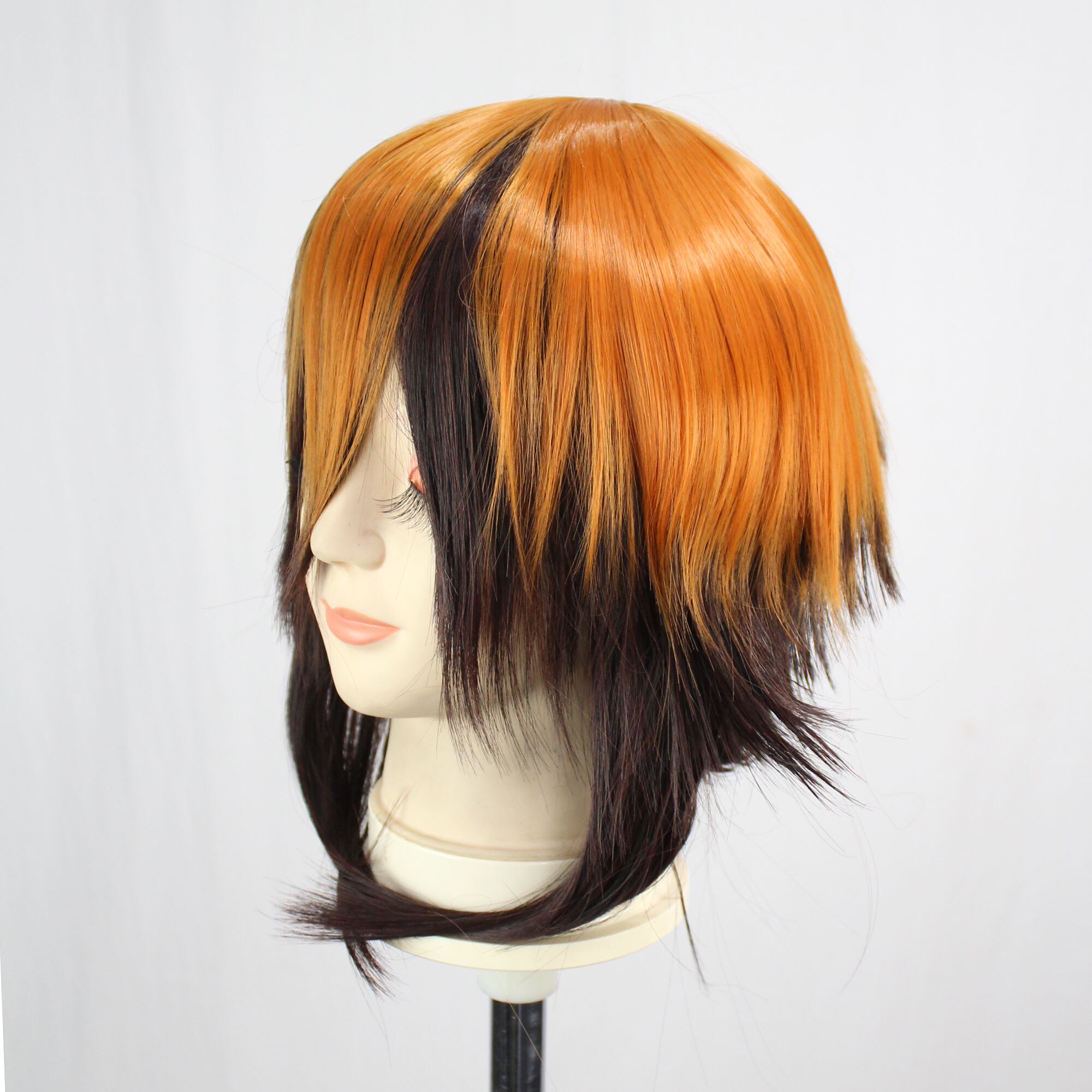 コスプレ耐熱ウィッグ オレンジ ブラウン 2トーン ショート ウィッグ