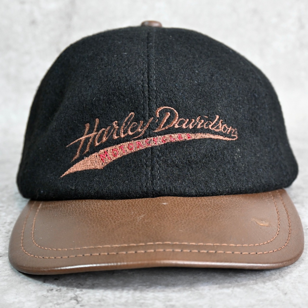 [M1595] Vintage 1990's Harley Davidson レザー キャップ