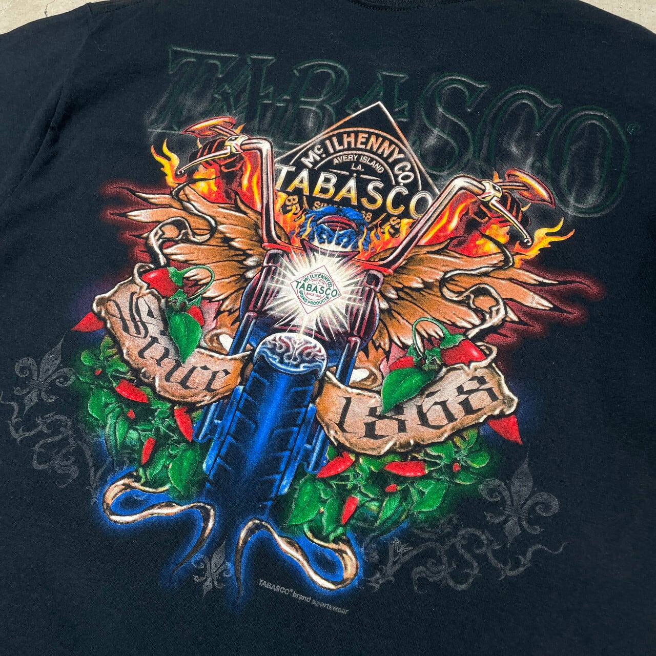 TABASCO Mc.ILHENNY タバスコ 企業ロゴ バイカー バックプリントT