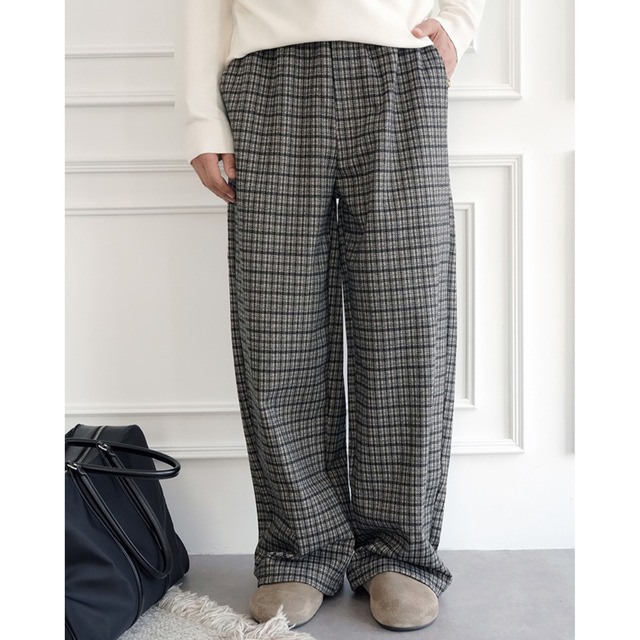 グレンチェックワイドパンツ 1892