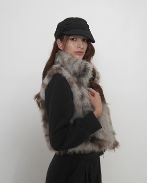 mix fur stand VT／ Gray× Darkbrown