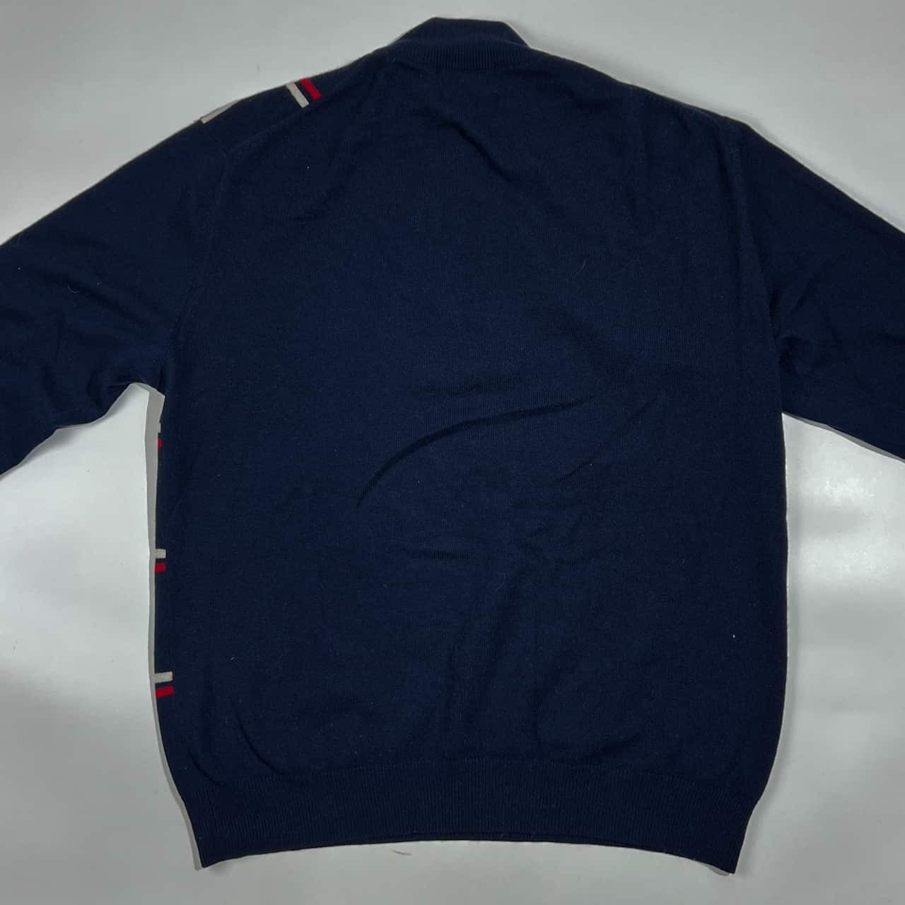 カシミヤ100% ONESIDER ワンサイダー チェック ハーフジップ ニット セーター LL/ネイビー メンズ