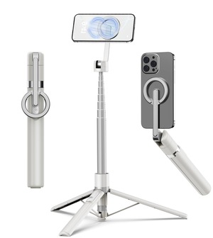 【在庫処分】TONEOF 173cm マグネット 自撮り棒 Magnetic スマホ 三脚 マグネット スタンド 卓上三脚 じどり棒 磁気 セルカ棒 三脚 充電式リモコン メタルリング付き 軽量 Android/iPhoneに対応（ベージュ）