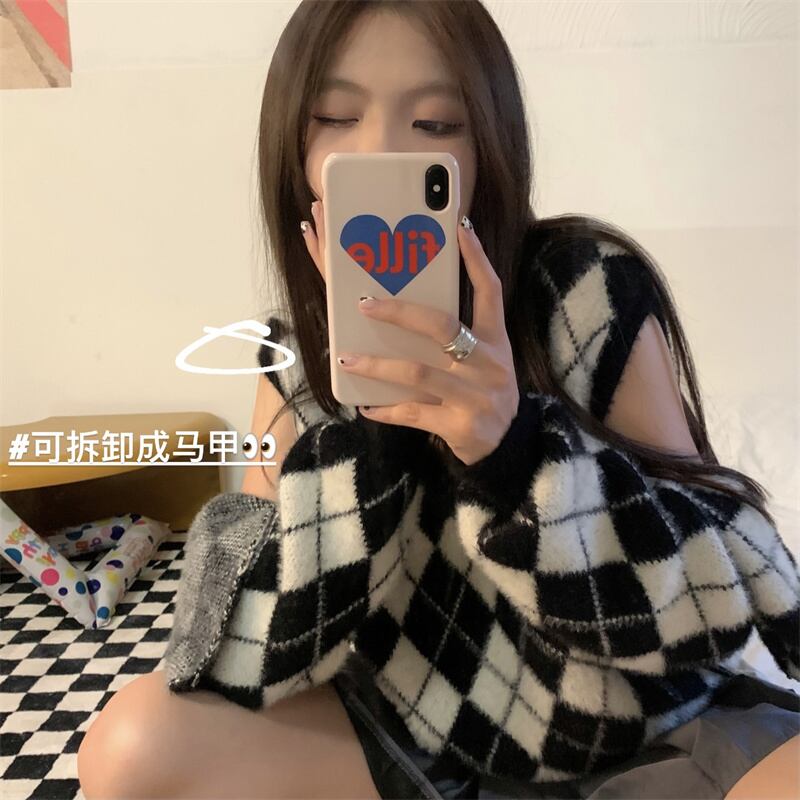 スタイルストラップレスルーズニットセーター ジャケット オータムトップス 秋物 モンロー9541451936