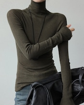 High neck knit long sleeve Top T20116