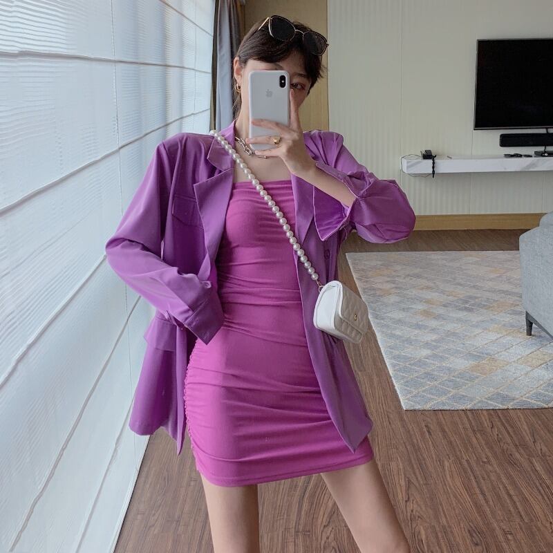 オータムルーズトップス ドレス ロング ストリート 秋物 ハンチェンe55126528918