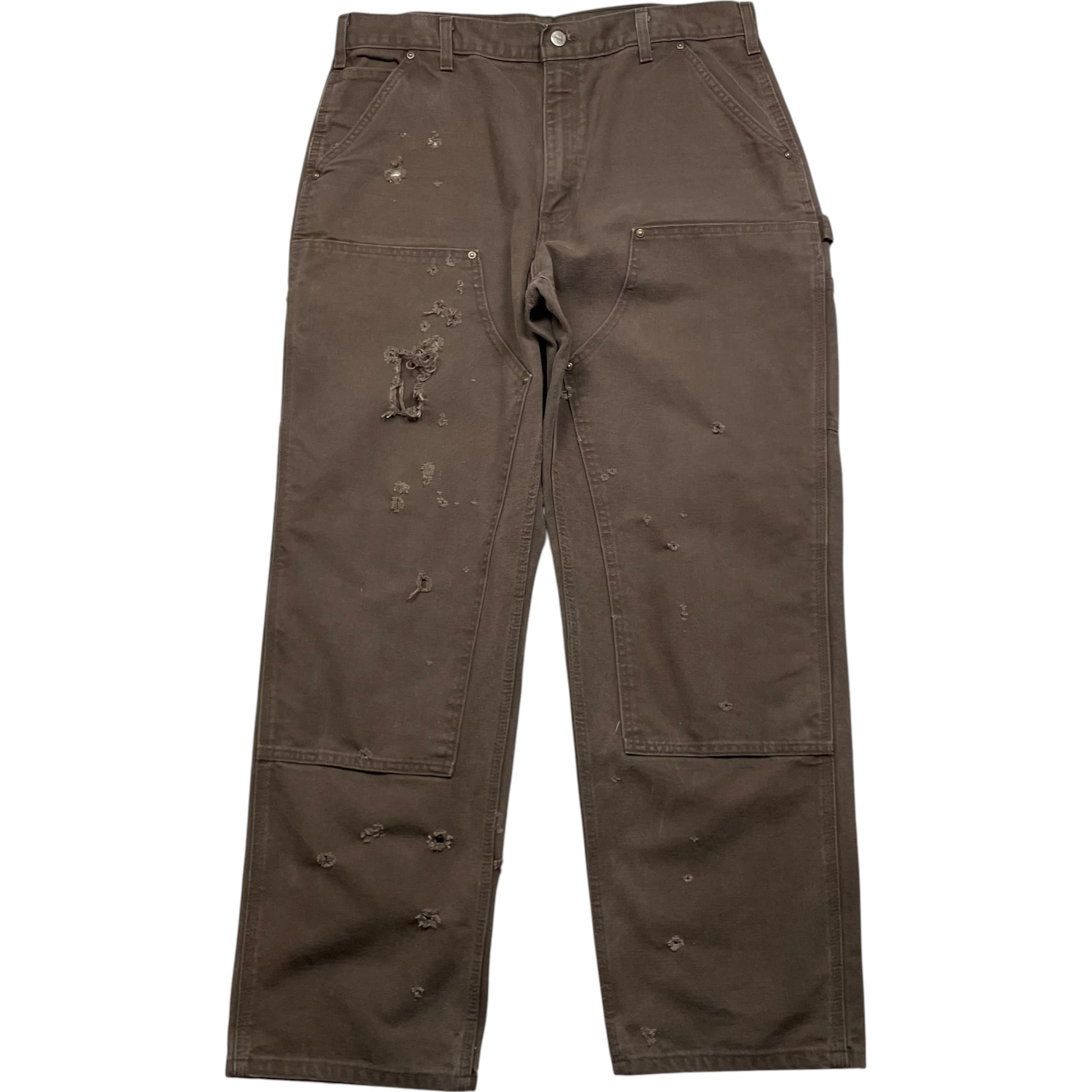《実寸W36L31》Carhartt カーハート ダブルニー ワークパンツ ペインターパンツ ダメージ ブラウン no.10395