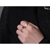 S925 PETIT STONE THIN RING -RAINBOW MOON STONE-