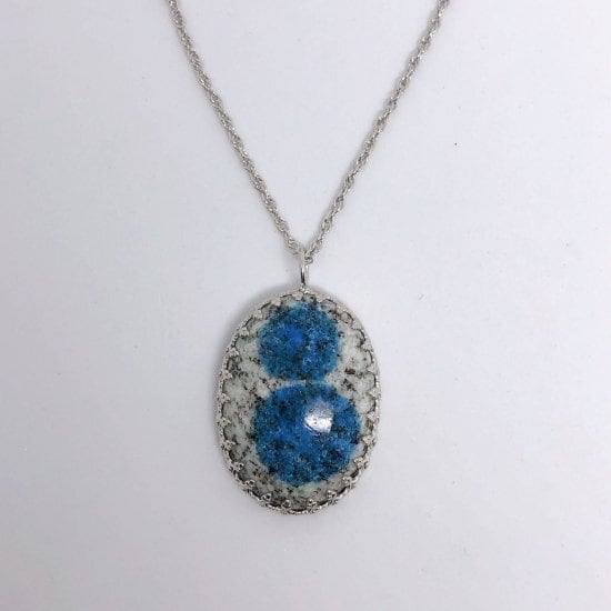 Azurite in granite(K2stone) Silver Necklace