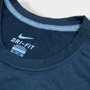 【NIKE】2XL ビッグサイズ Tシャツ スウッシュ ワンポイントロゴ  ポリエステル DRI-FIT ドライフィット 半袖 黒 メキシコ製 MEXICO US古着