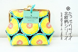 ★再販 pansy flowers pattern gamaguchi pouch  handmade ● 手作り北欧フラワーパターンたっぷりサイズがま口ポーチハンドメイド