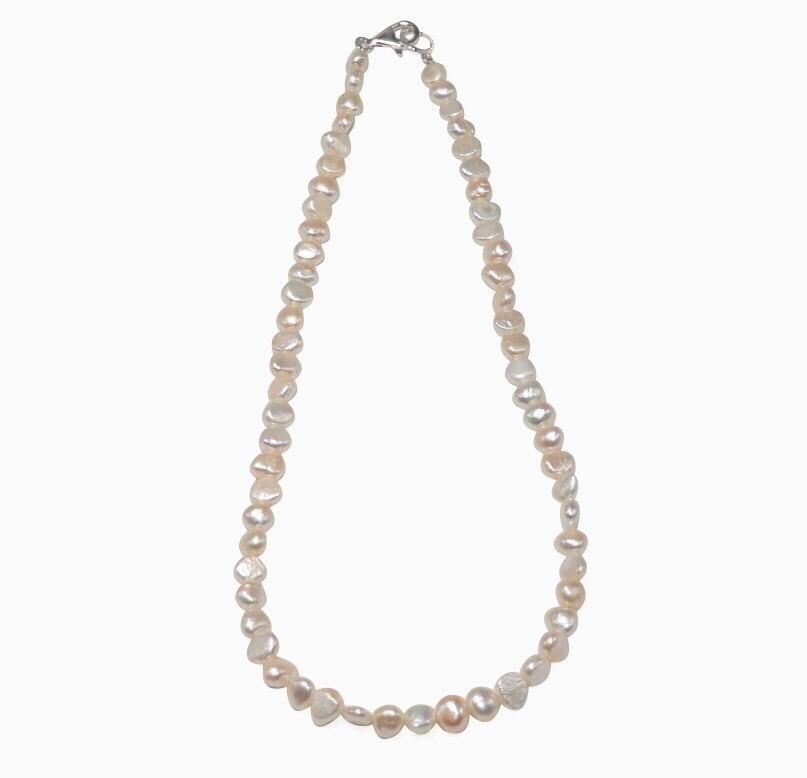 Sparking potato pearl chain necklace white | Intersection