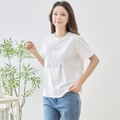 TRUBE アジサイラインストーンデコTシャツ【M~L】ホワイト
