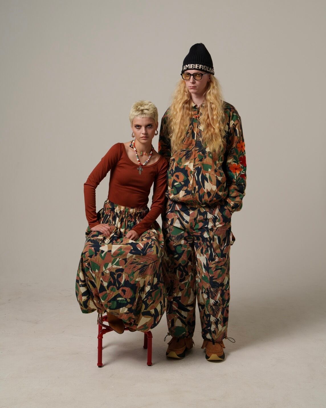 ラスト1点【BIG】Fabric Embroidered Jumper / Camouflage | AMBERGLEAM