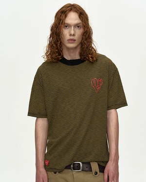 【26SS】ADSB Andersson Bell アンダーソンベル /HEART LOGO STRIPE T-SHIRT / Tシャツ