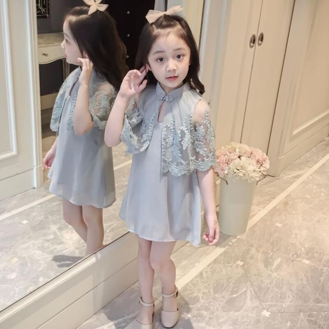2018ファッション女の子のドレスレース夏子供服刺繍パーティー誕生日結婚式キッズドレス女の子衣装JW3350E