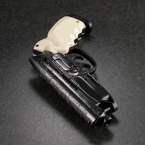 Engraving Tomenosuke Blaster Stunt Model Blueing Edition with leather wrapped display stand