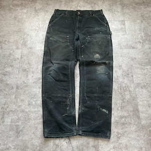 推定90s USA製 ブラック ダブルニー Carhartt B01 36×34