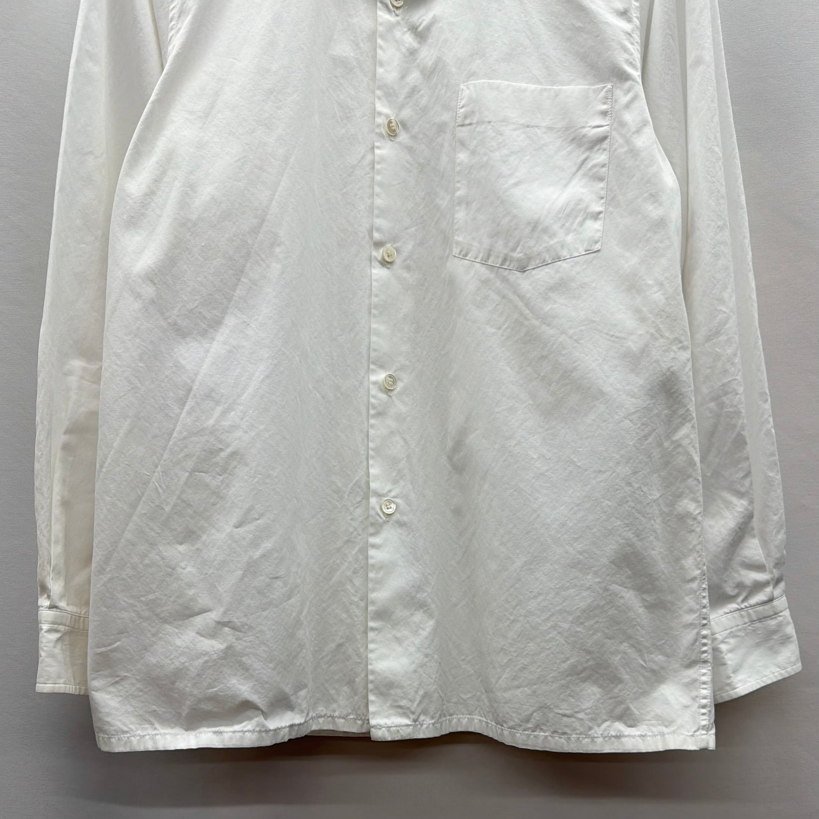 80s コムデギャルソンオム 開襟　長袖　シャツ　白 COMME des GARÇONS】80s 白シャツ shirt コムデギャルソン | no pain