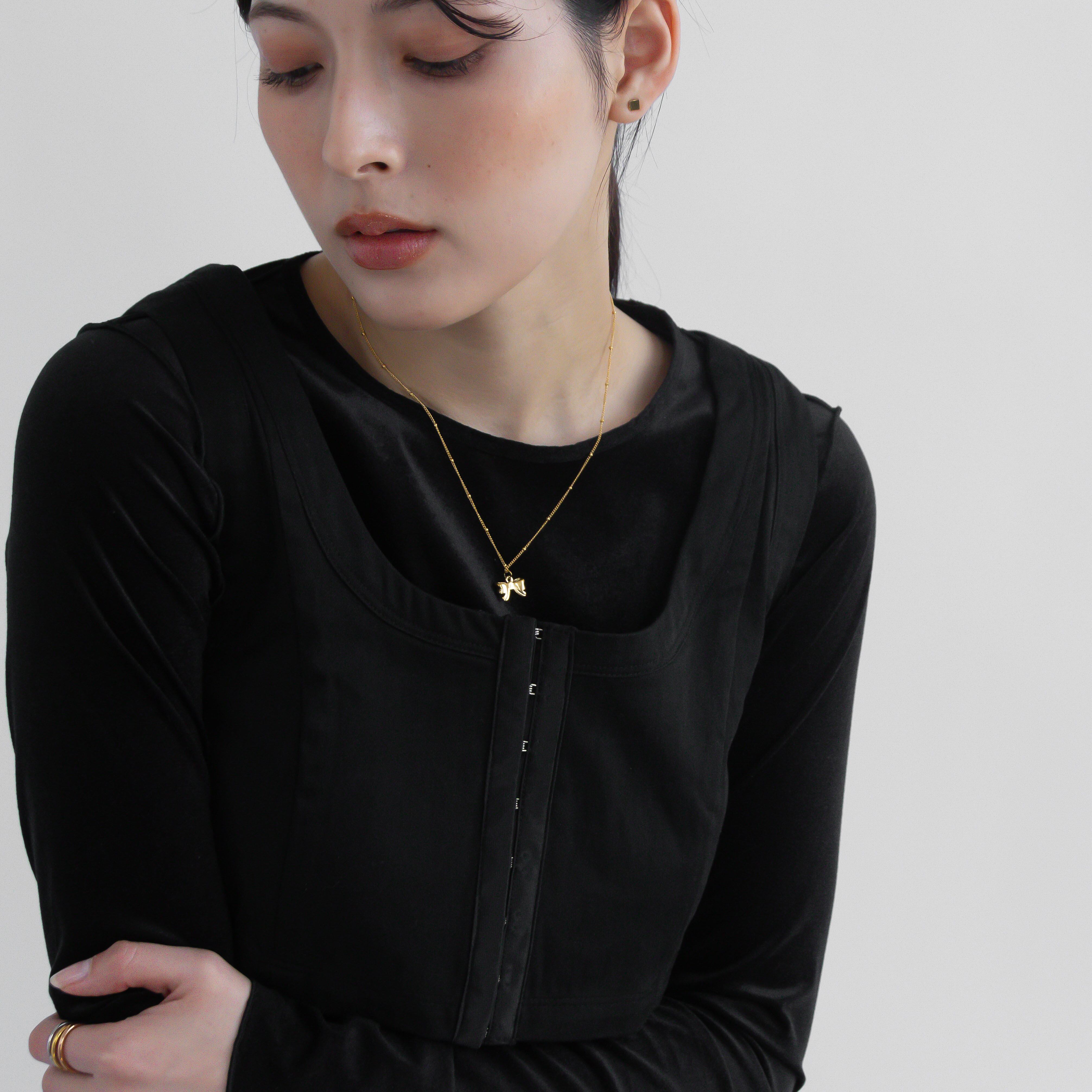 ネコポス便】ネックレス スモールリボンドットチェーンネックレス 立体