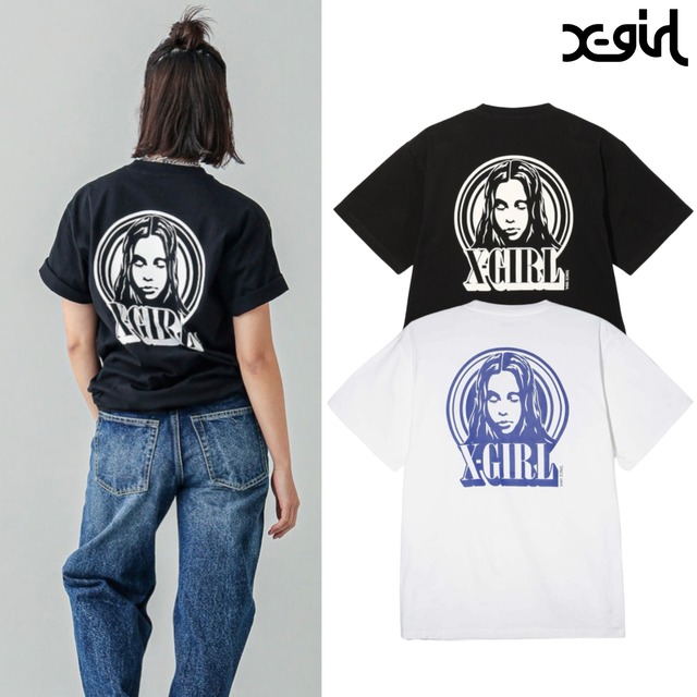 【X-girl】CIRCLE BACKGROUND FACE LOGO S/S TEE【エックスガール】