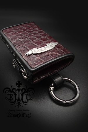 Item No.0427：Little zip wallet / Porosus: Vintage wine