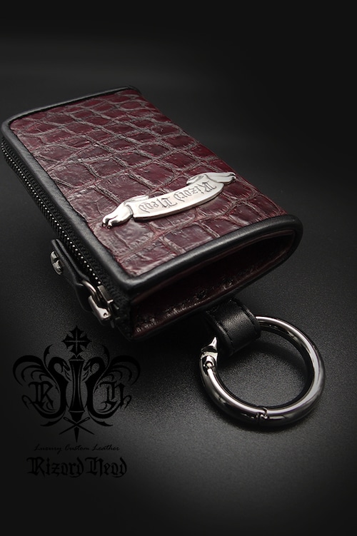 Item No.0427：Little zip wallet / Porosus: Vintage wine