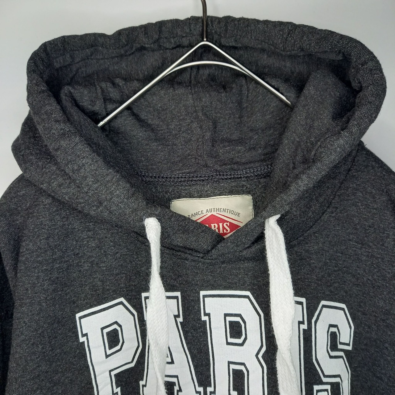 フランス古着　プルオーバー　スウェット　パーカー　ビッグロゴ　グレー　L