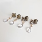 揺れるニュアンスカラー クリアストーンピアス／イヤリング｜グリーン｜サムネイル1