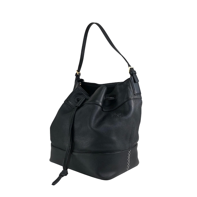 LOEWE ロエベ ショルダーバッグ ブラック アナグラム レザー 巾着 vintage ヴィンテージ オールド kwnn6u