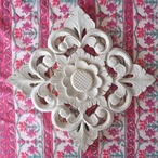 ブロックプリント生地【50cm単位】インド綿 ストライプ花柄 白×ピンク×パープル #39378-PK2
