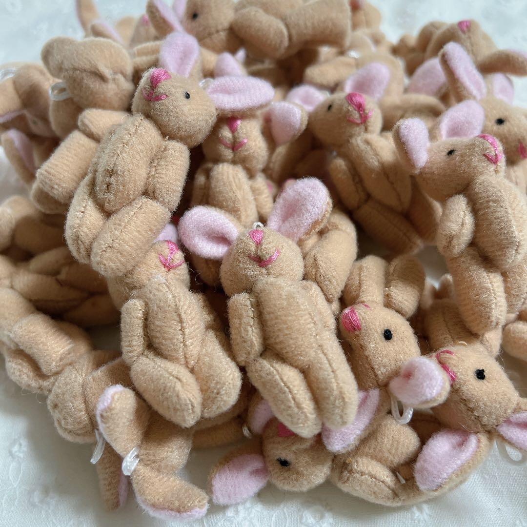10個セット】ミニうさぎ 茶 チビくま ミニぬいぐるみ ブラウンピンク