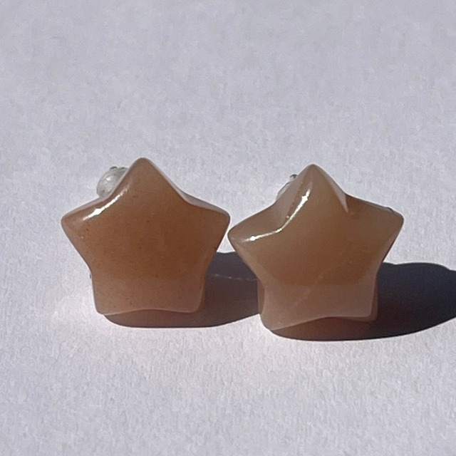 【スターピアス ▫ サンストーン】S925｜星型｜スタッズピアス｜天然石アクセサリー