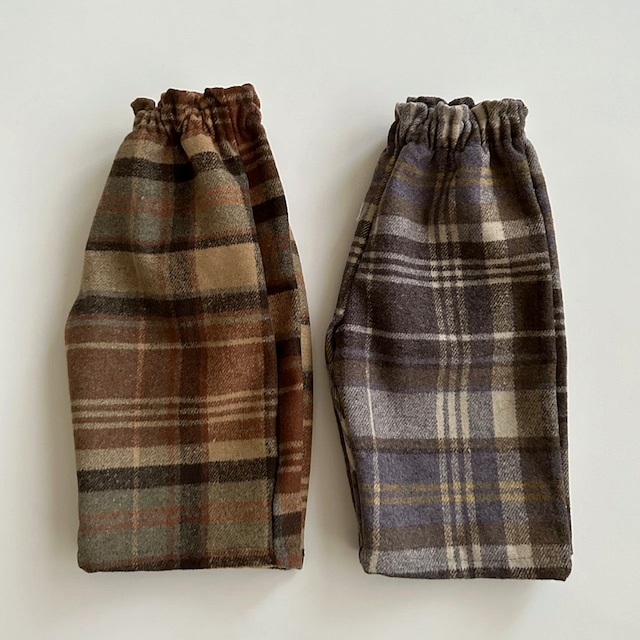 «予約»ネイビー 　L (2Y~3Y)«Aosta» Wool check pants ウールチェックパンツ 2colors