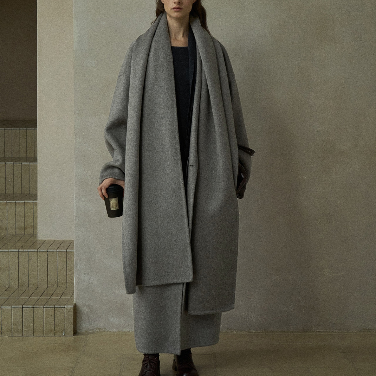 Long Wool Blend Coat T3771