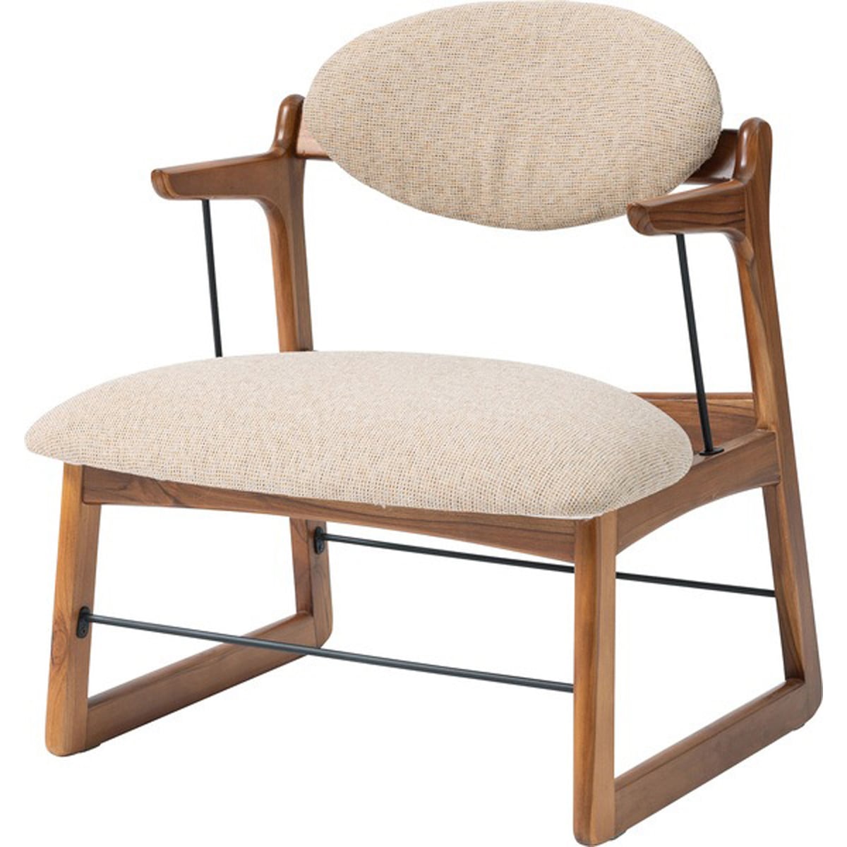 フロアチェアM 天然木 チーク ラッカー塗装 スチール 粉体塗装 ポリプロピレン ポリエステル