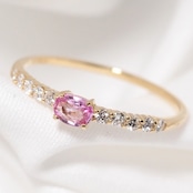 パパラチアサファイア リング 0.21ct D0.16ct k18