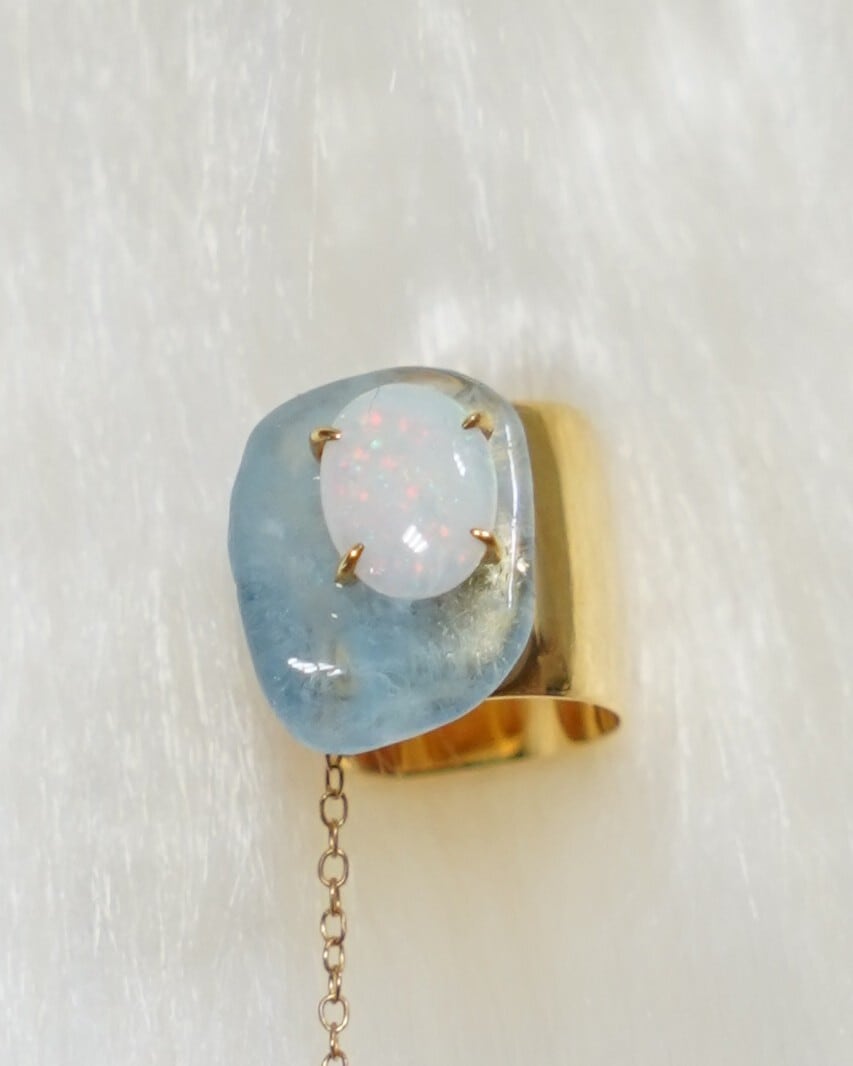 (SV)Aquamarine&Opal Earcuff