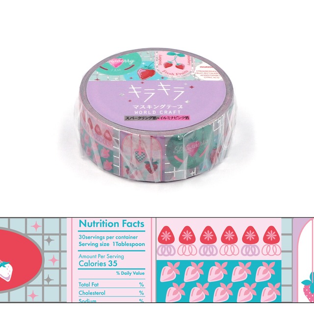 ワールドクラフト  箔押し　キラキラ　Strawberry　15mmマステ　WC02